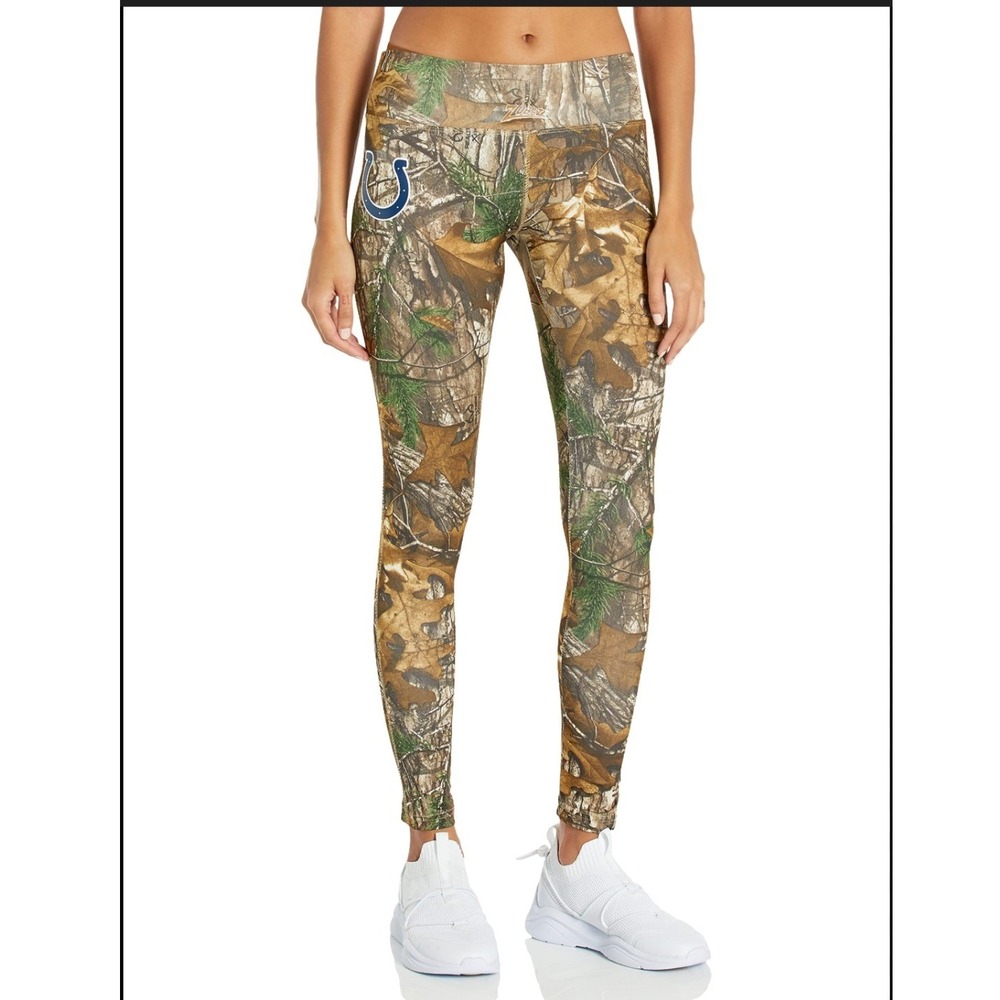 NWT Zubaz‎ Brown Realtree Camo Indianapolis Colts Leggings Womens L NFL Yoga